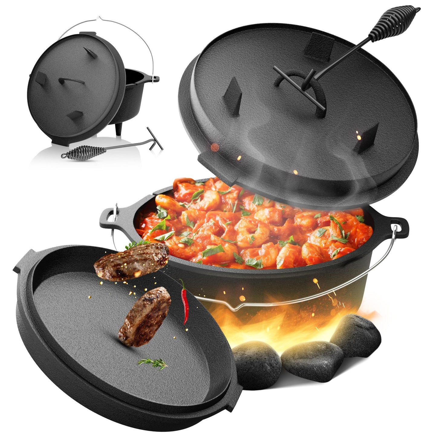 BBQ Chief Dutch Oven Braadpan 7,3 L met voetjes