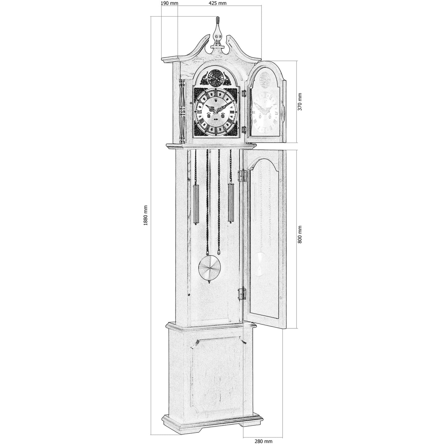 STILISTA Staande klok Europa 196 cm