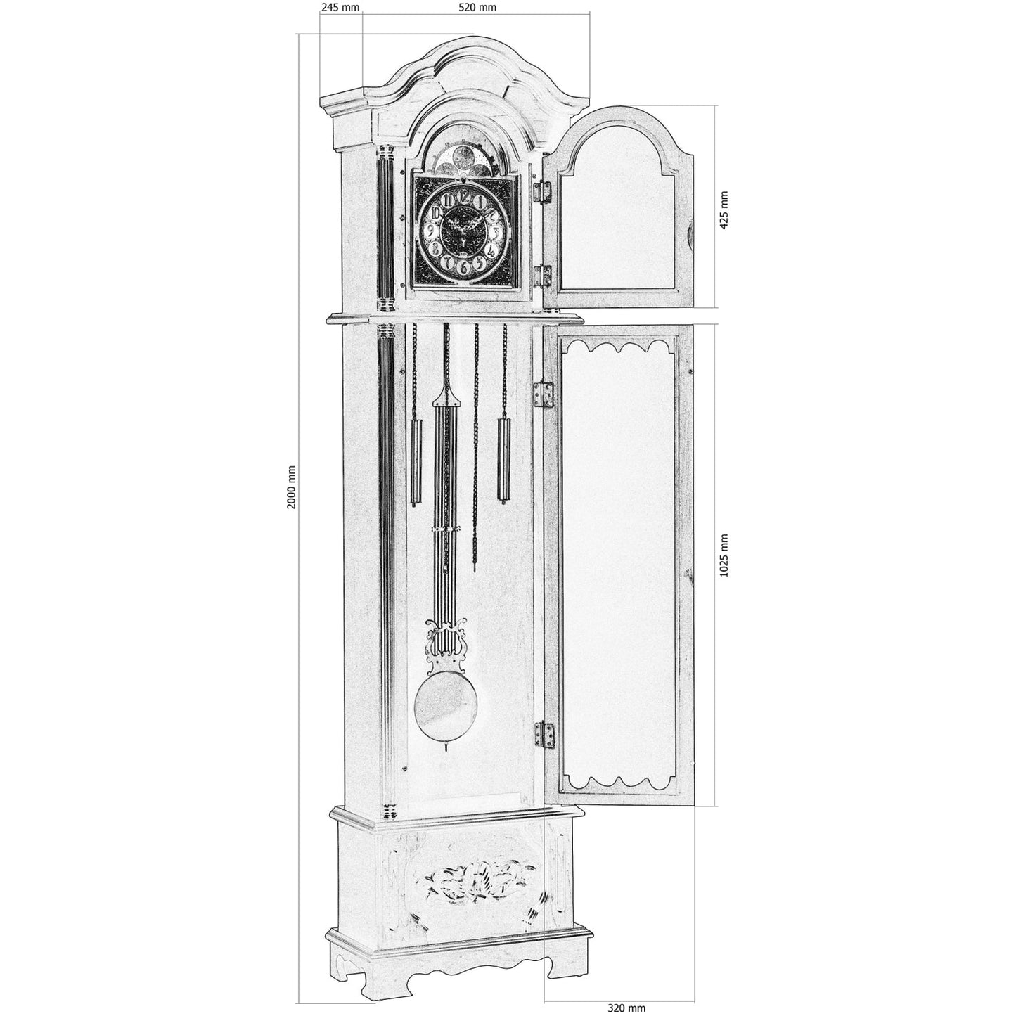 STILISTA Staande klok Kronos 196 cm