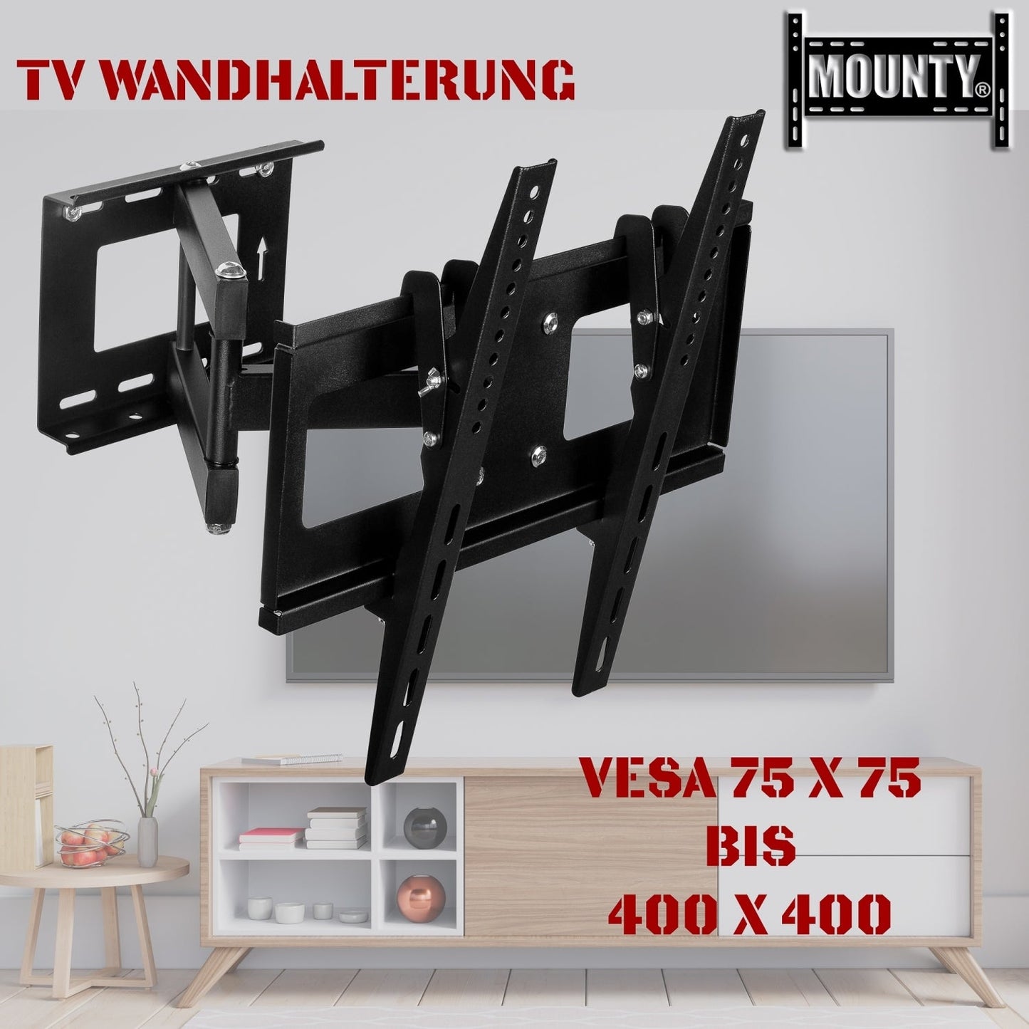 MOUNTY TV Muurbeugel MY155 Draaibaar en kantelbaar tot VESA 400x400