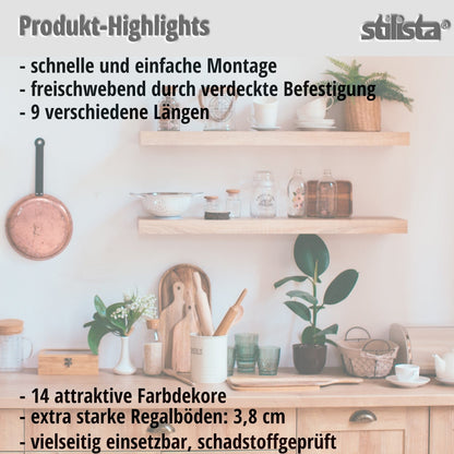 STILISTA Zwevende Wandplank 70 cm - Zwart