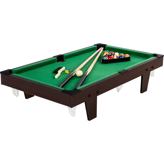 GAMES PLANET Mini Pooltafel 92 x 52 x 19 cm Donkere houtlook