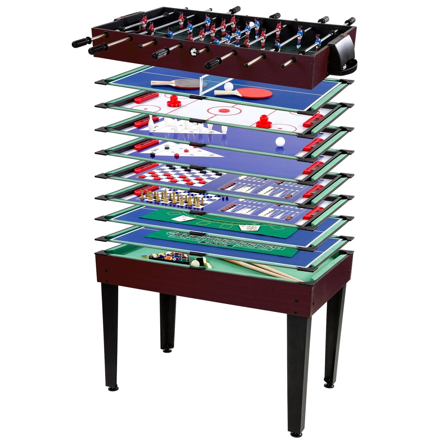 GAMES PLANET 15-in-1 Multi game tafel Donkere houtlook