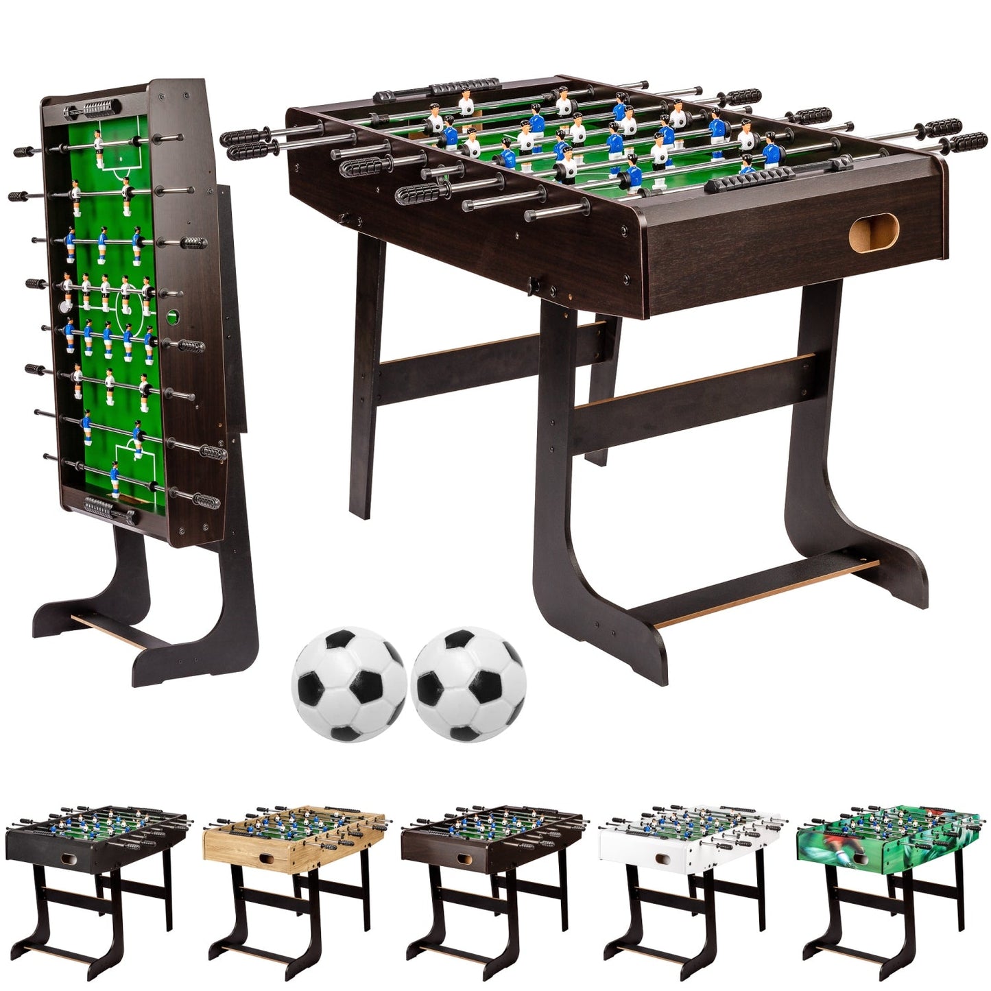 GAMES PLANET Voetbaltafel opvouwbaar Donker Houtlook