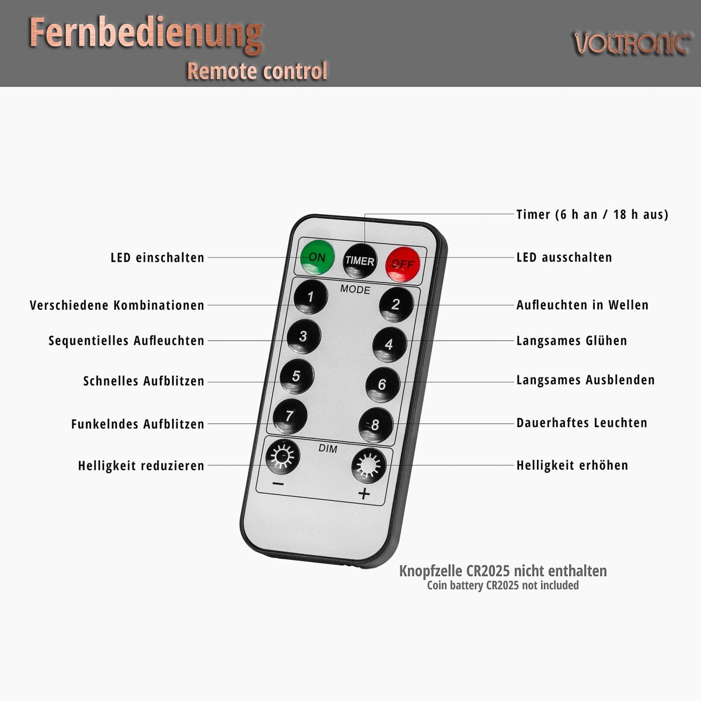 VOLTRONIC LED gordijn 200 LEDs Met Afstandsbediening | Transparante kabel Koud Wit