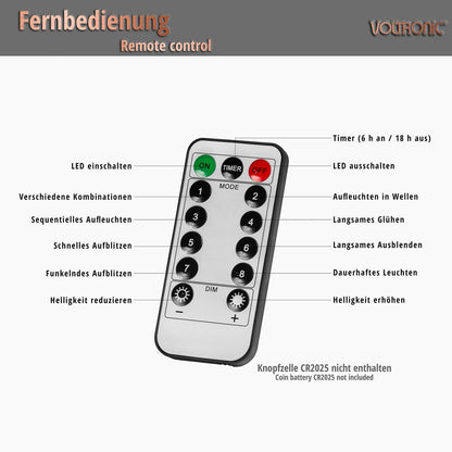 VOLTRONIC Lichtsnoer 600 LEDs Met Afstandsbediening | Transparante kabel Koud Wit