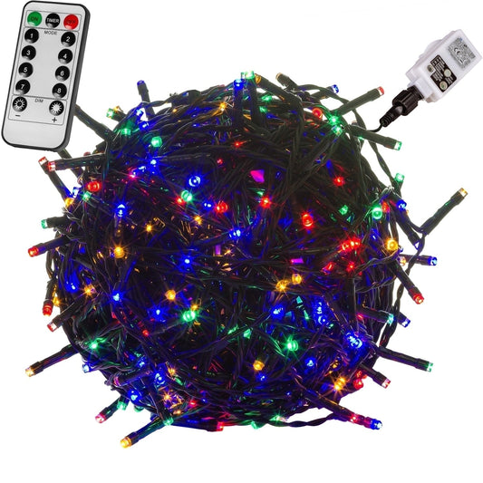 VOLTRONIC Lichtsnoer 100 LEDs met afstandsbediening | Groene kabel Multi Color