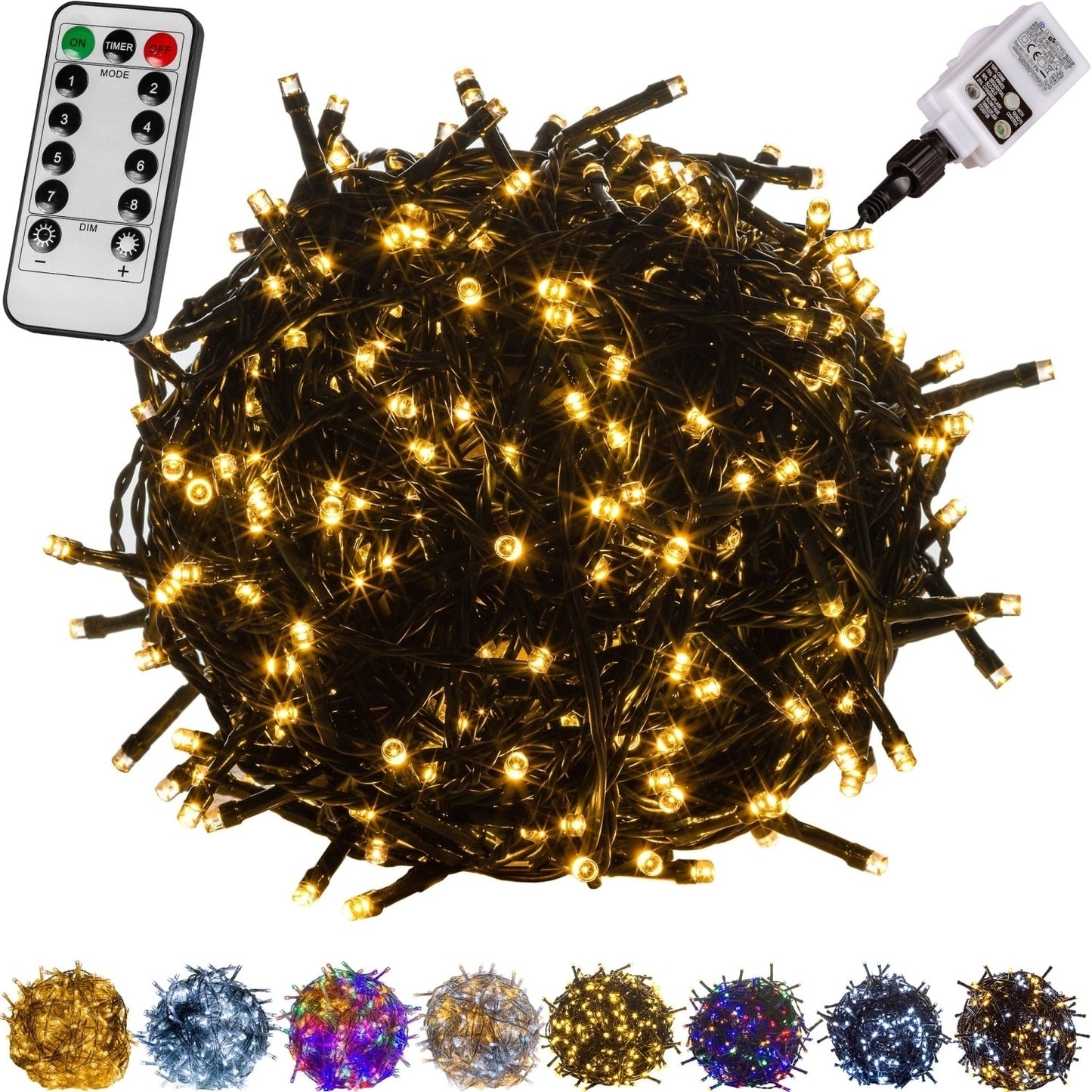 VOLTRONIC Lichtsnoer 600 LEDs Met Afstandsbediening | Groene kabel Warm Wit