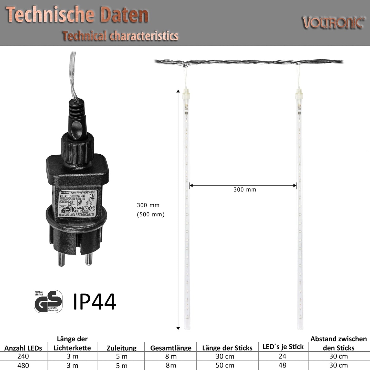 VOLTRONIC Meteoren regen 240 LEDs Warm Wit