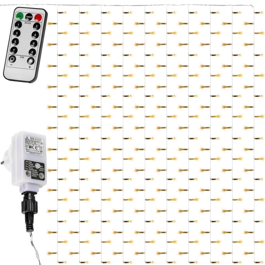 VOLTRONIC Lichtgordijn 300 LEDs 3 x 3 m | Met afstandsbediening Warm Wit