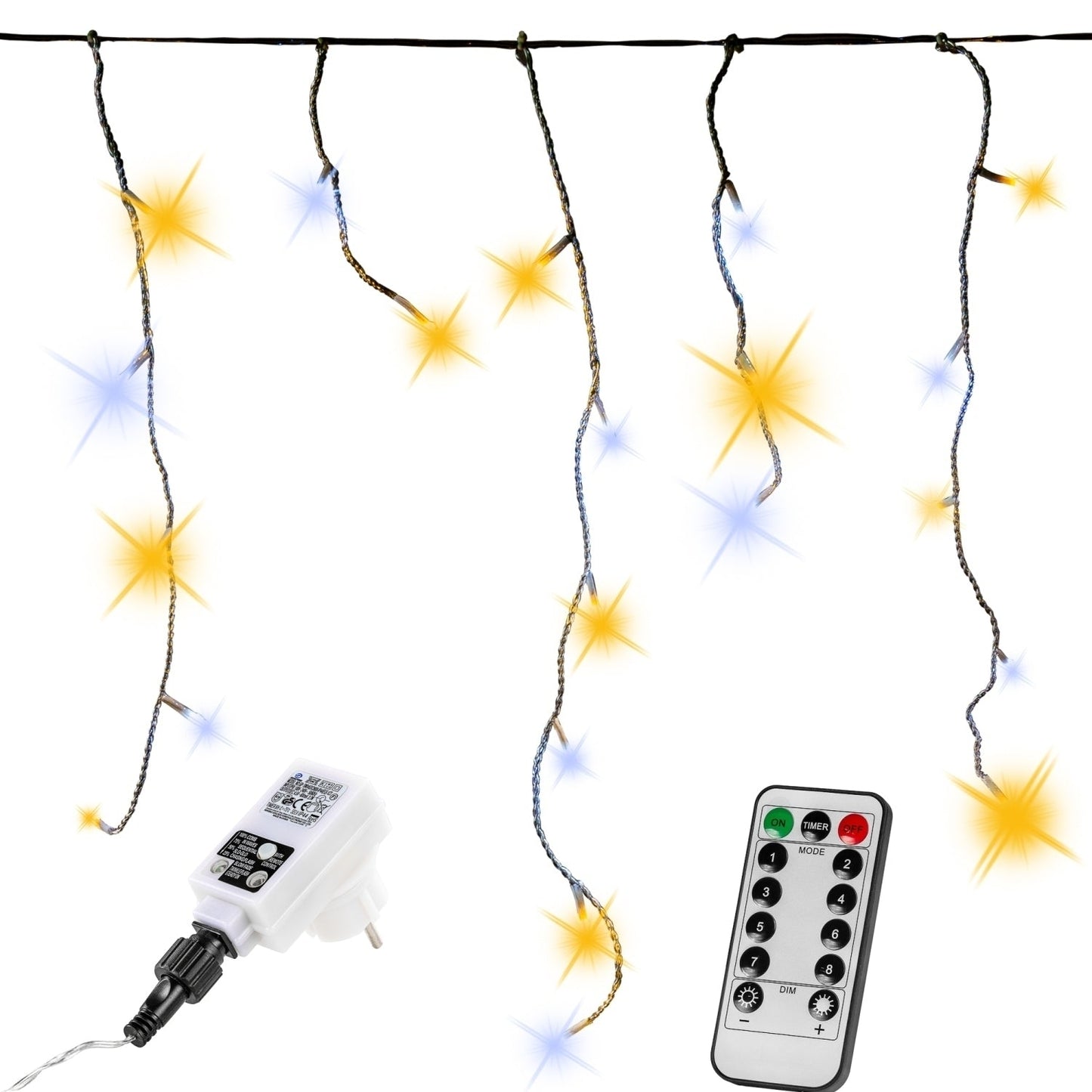 VOLTRONIC LED gordijn 200 LEDs Met Afstandsbediening | Groene kabel Warm en Koud Wit