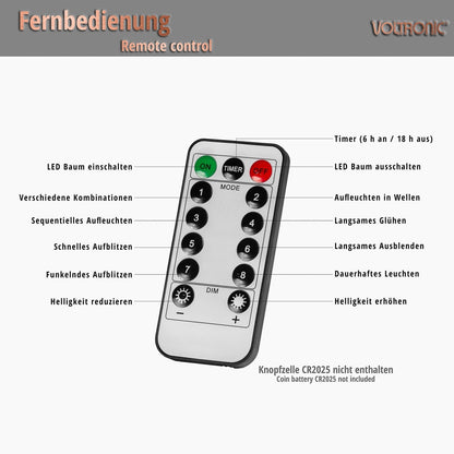 VOLTRONIC LED gordijn 200 LEDs Met Afstandsbediening | Groene kabel Warm en Koud Wit