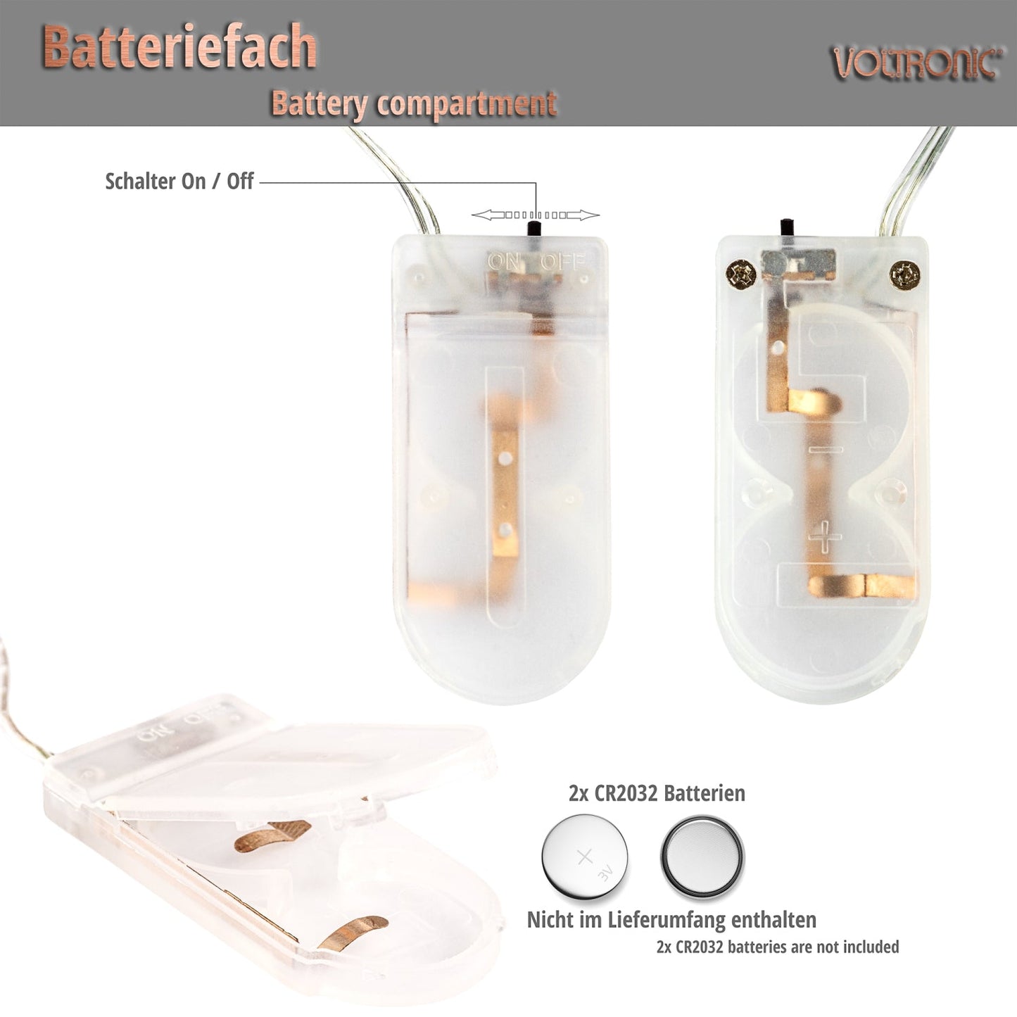 VOLTRONIC Set van 10 lichtsnoeren 25 LED's Batterij Warm Wit