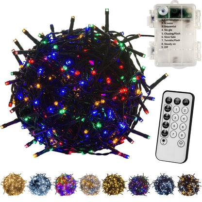 VOLTRONIC Lichtsnoer 100 LEDs Batterij | Groene kabel Multi Color