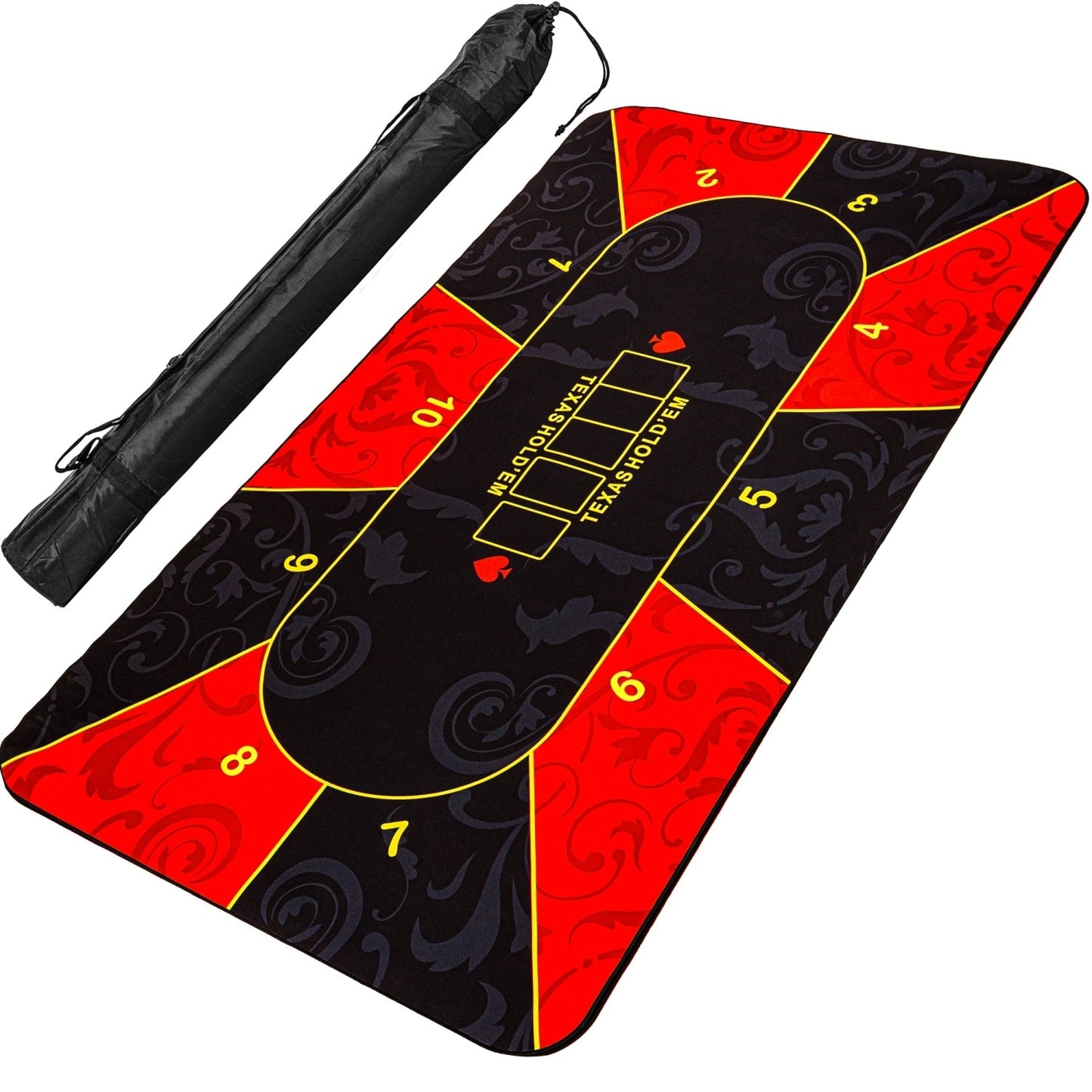 GAMES PLANET Pokermat 160 x 80 cm Zwart/Rood