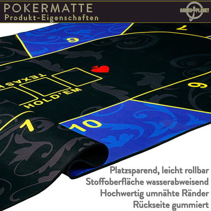 GAMES PLANET Pokermat 160 x 80 cm Zwart/Rood