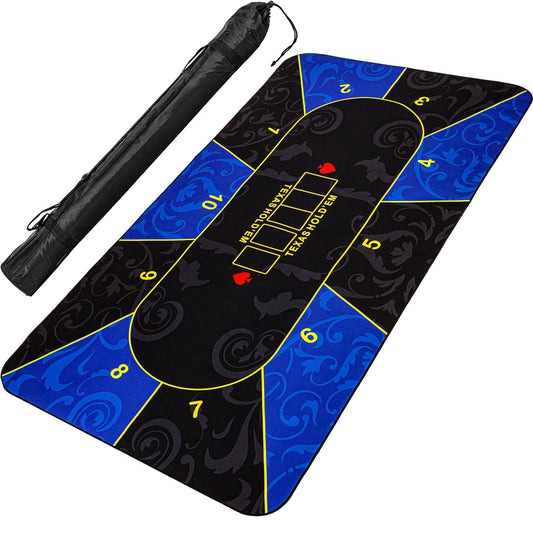 GAMES PLANET Pokermat 160 x 80 cm Zwart/Blauw