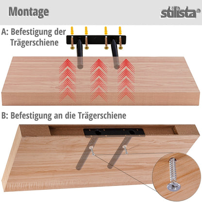 STILISTA Zwevende Wandplank 60 cm Licht Hout Rustiek