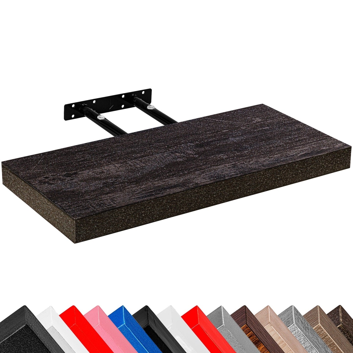 STILISTA Zwevende Wandplank 60 cm - Donker Hout Rustiek