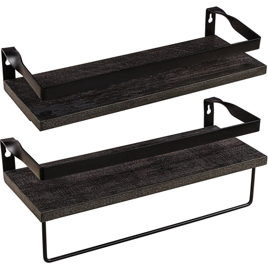 STILISTA Wandplanken Duo Set van 2 Donker Hout