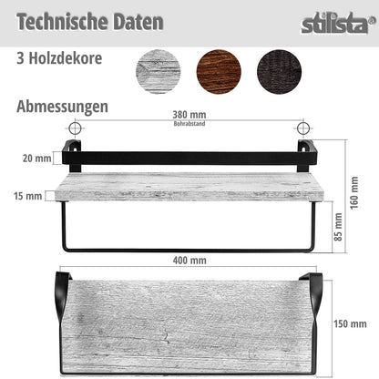 STILISTA Wandplanken Duo Set van 2 Donker Hout