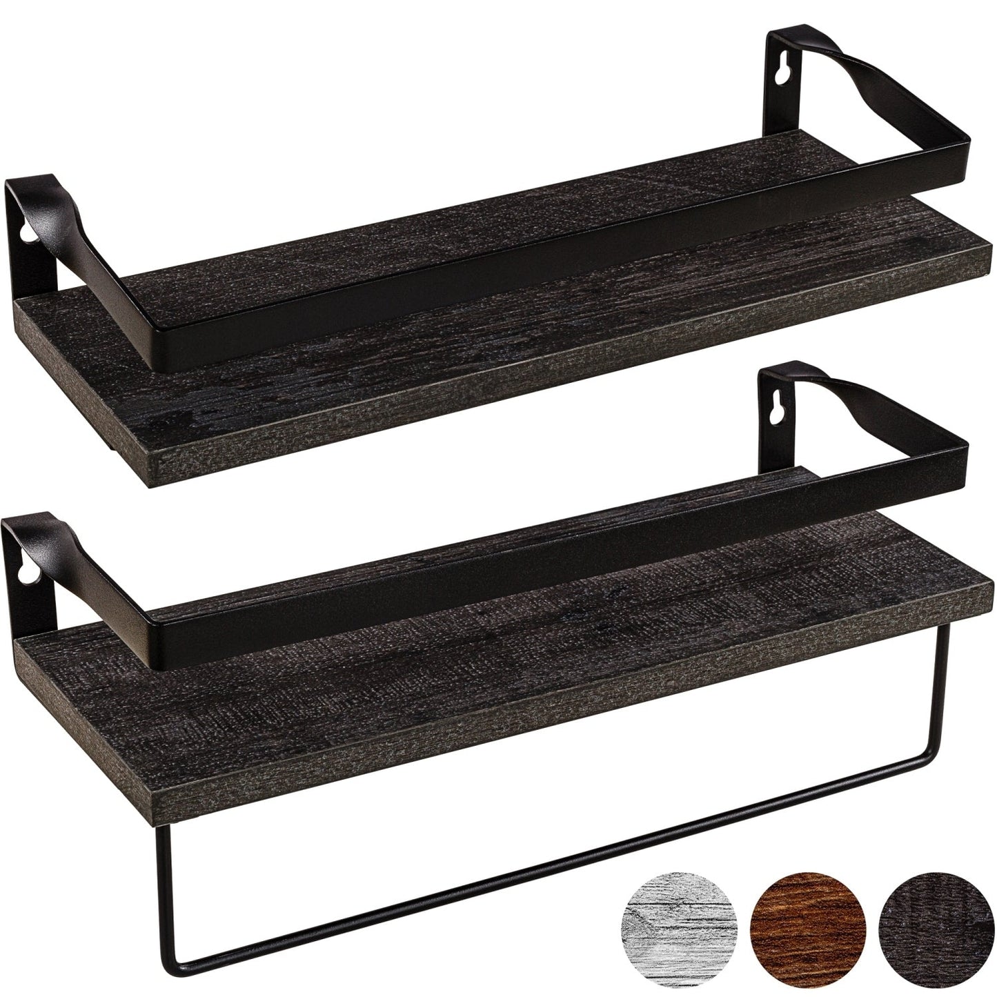 STILISTA Wandplanken Duo Set van 2 Donker Hout