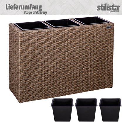 STILISTA Bloembak met 3 binnenpotten polyrattan Creme