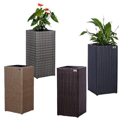 STILISTA Plantenbak Zuil Poly Rattan Zwart