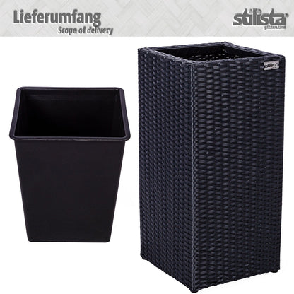 STILISTA Plantenbak Zuil Poly Rattan Zwart