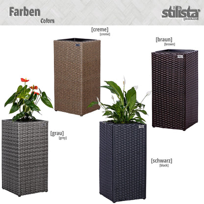 STILISTA Plantenbak Zuil Poly Rattan Zwart