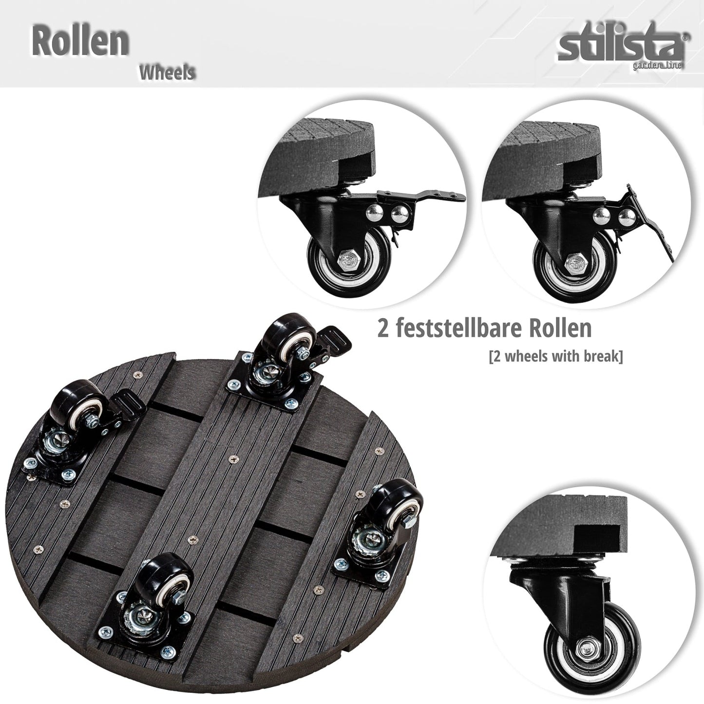 STILISTA Plantentrolley Rond Hout