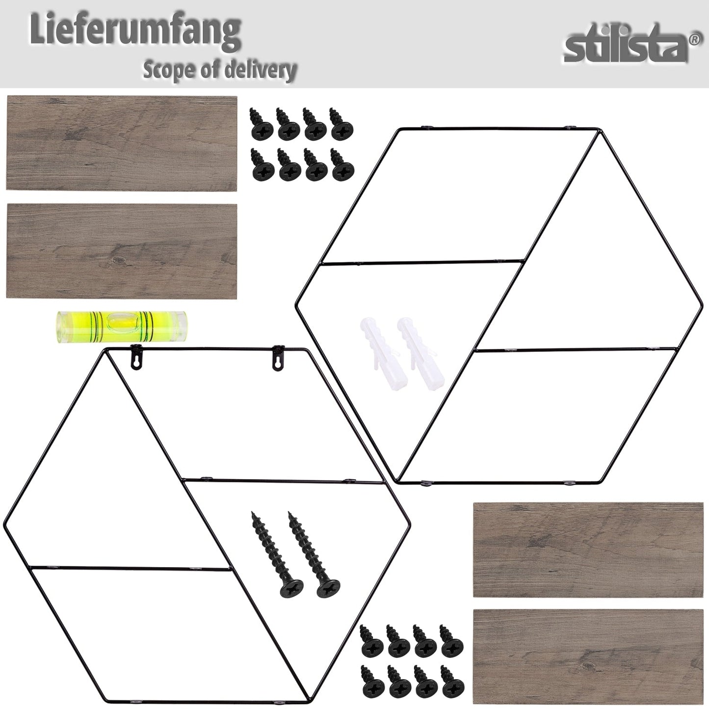 STILISTA Wandrek Hexagon Donker Hout