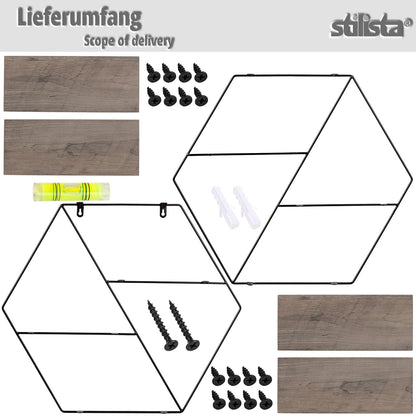 STILISTA Wandrek Hexagon Donker Hout