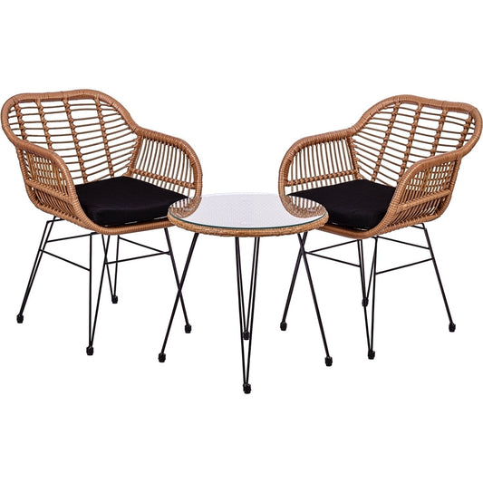 STILISTA Bistro Set 3-delig Poly Rattan Bamboe look