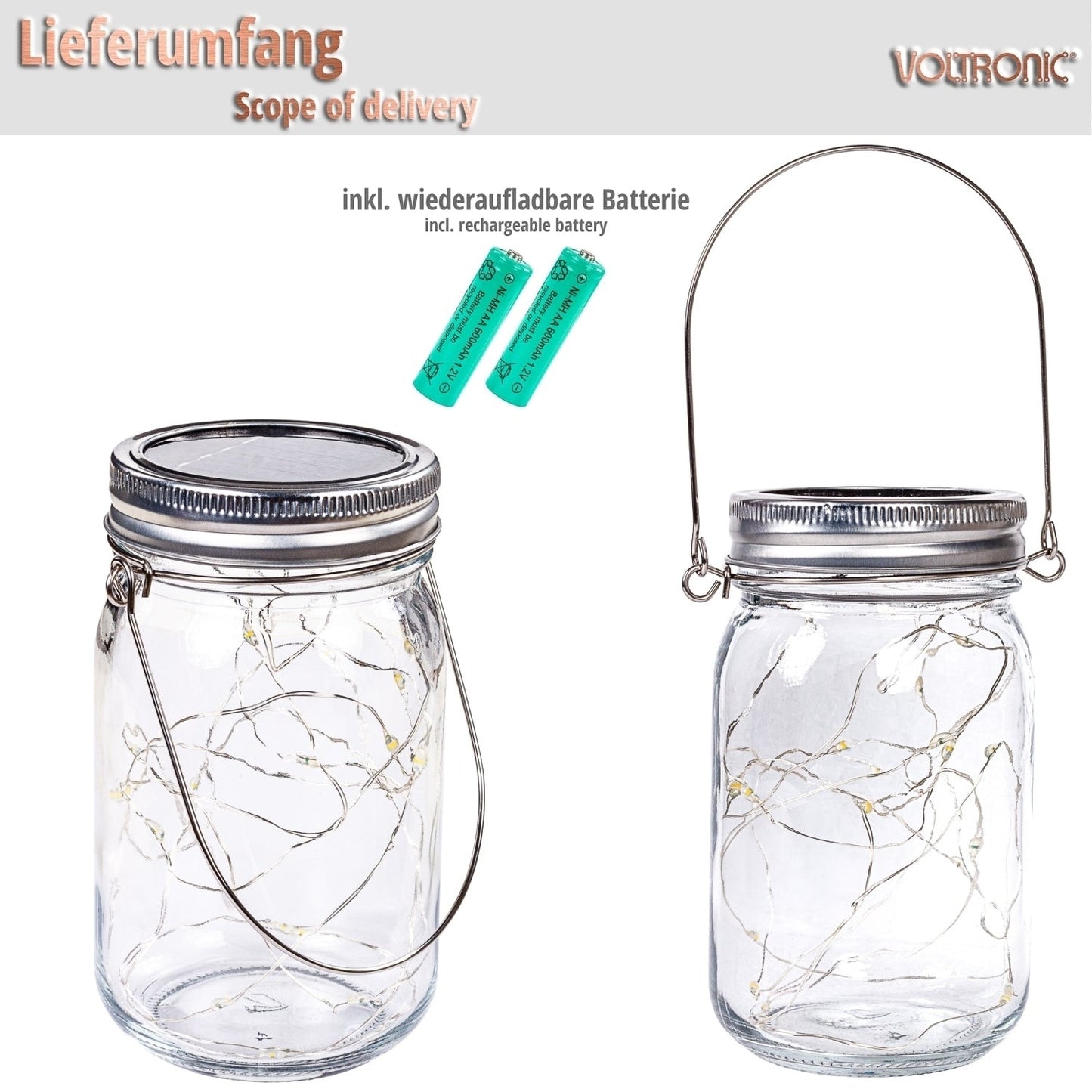 VOLTRONIC Solar Jars Set van 2 met 20 LEDs