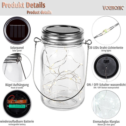 VOLTRONIC Solar Jars Set van 2 met 20 LEDs