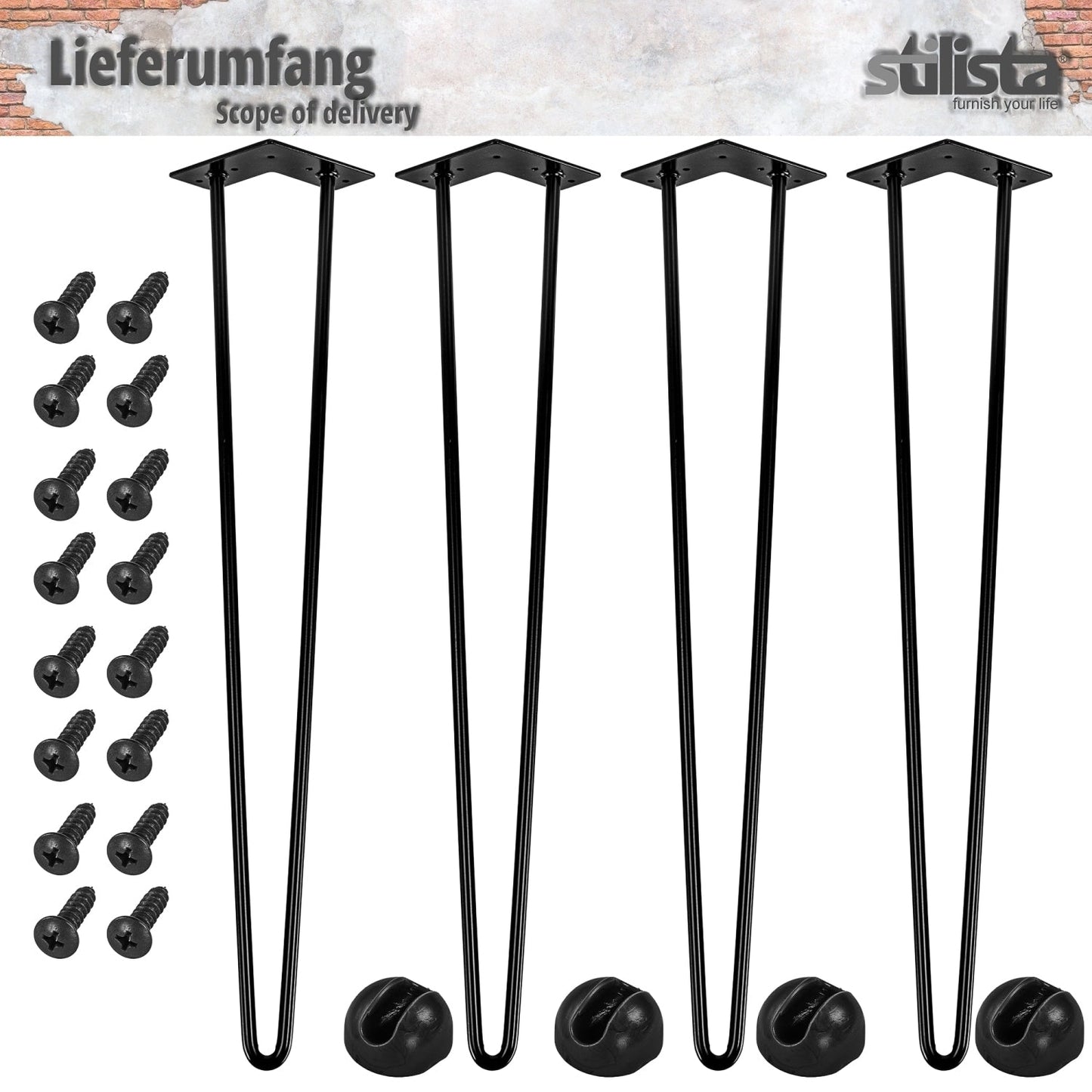 STILISTA Meubel poten Jazz set van 4 - 70 cm Zwart