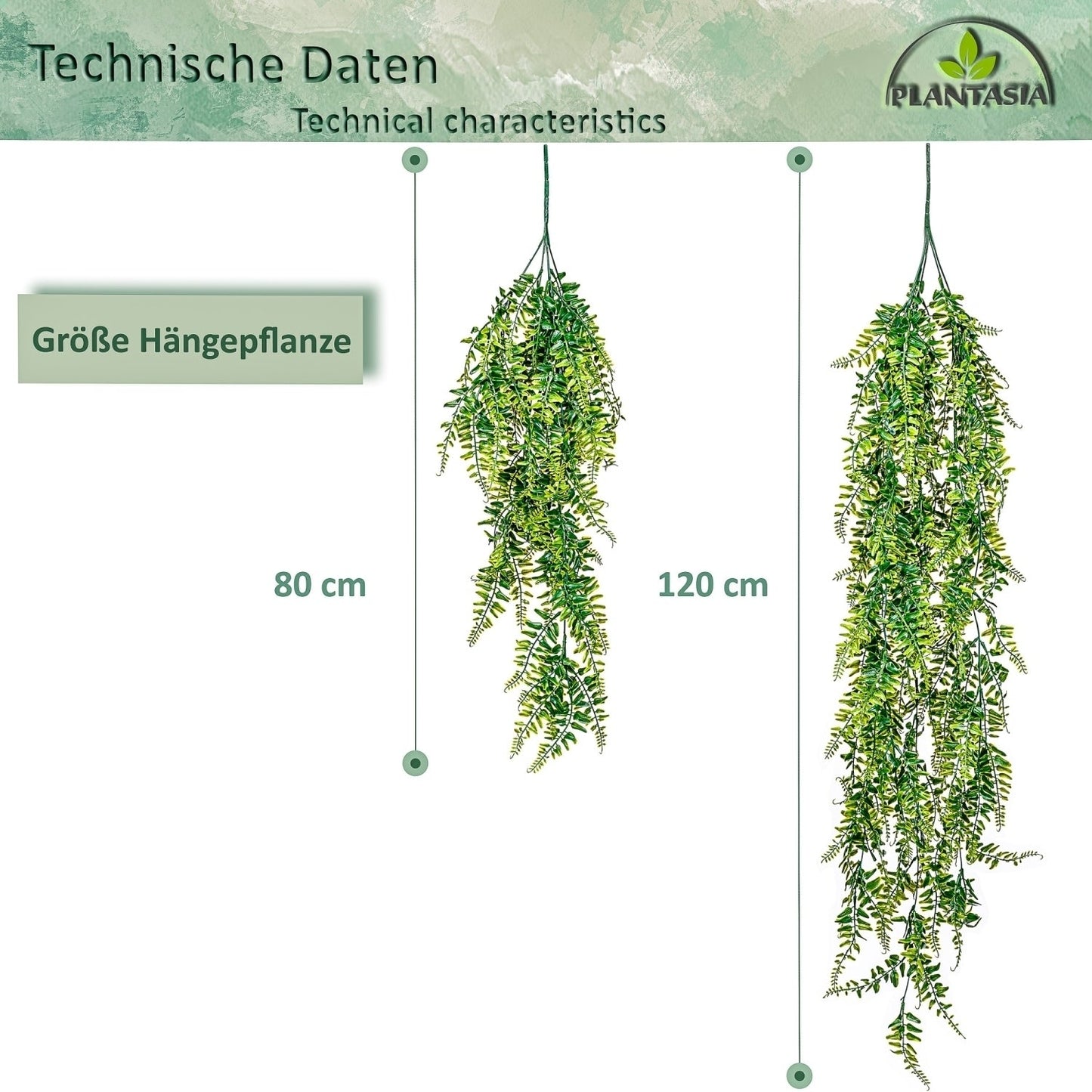 PLANTASIA Kunst hangplant set van 4 - 120 cm