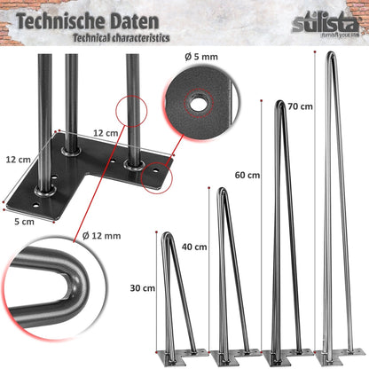 STILISTA Meubel poten Lena set van 4 - 30 cm Zwart