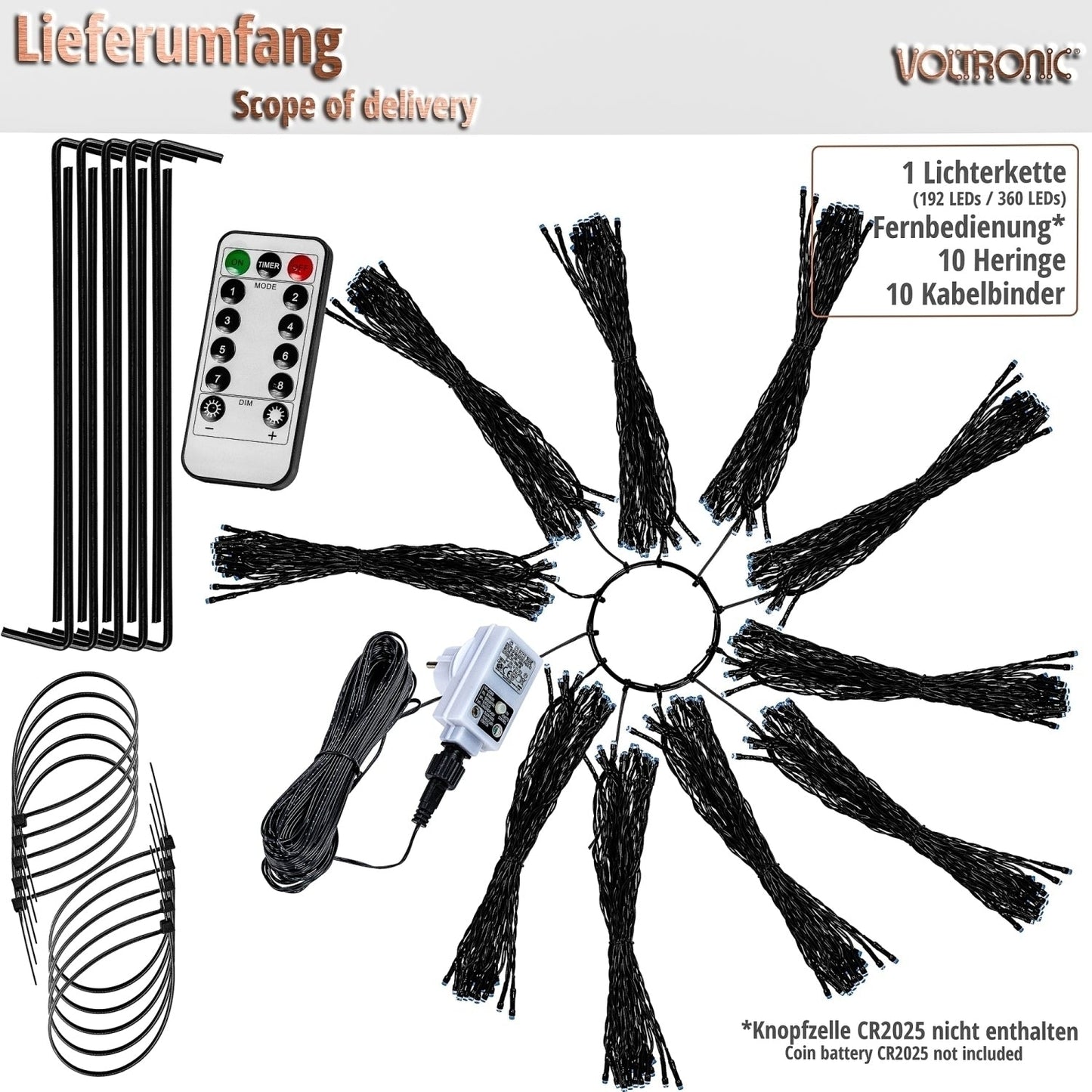 VOLTRONIC Vlaggenmast lichtsnoer 360 LED Koud Wit