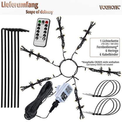 VOLTRONIC Vlaggenmast lichtsnoer 192 LED Warm Wit