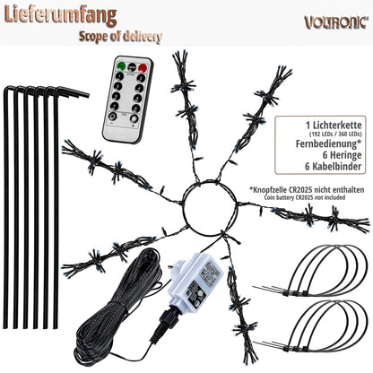 VOLTRONIC Vlaggenmast lichtsnoer 192 LED Koud Wit