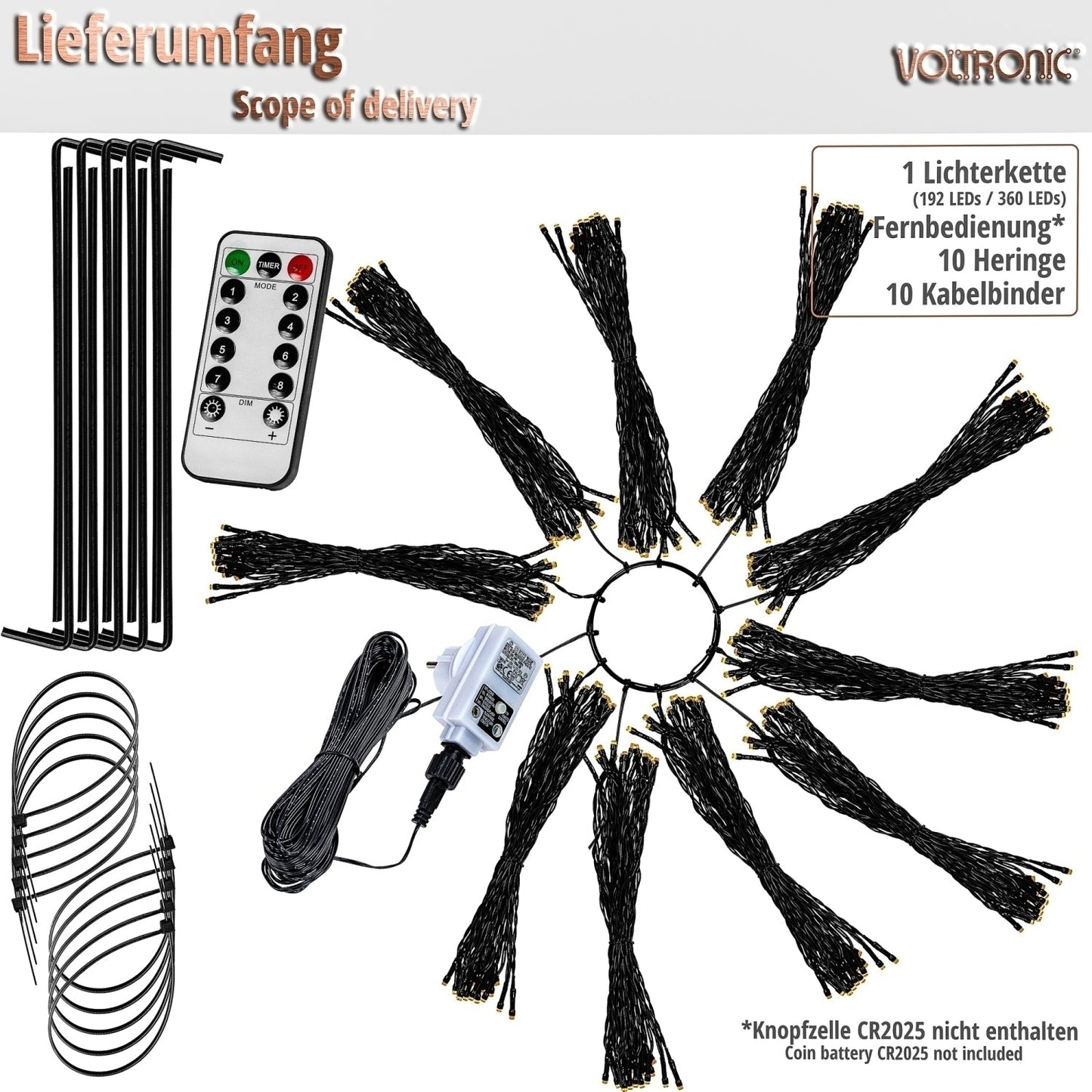 VOLTRONIC Vlaggenmast lichtsnoer 360 LED Warm Wit