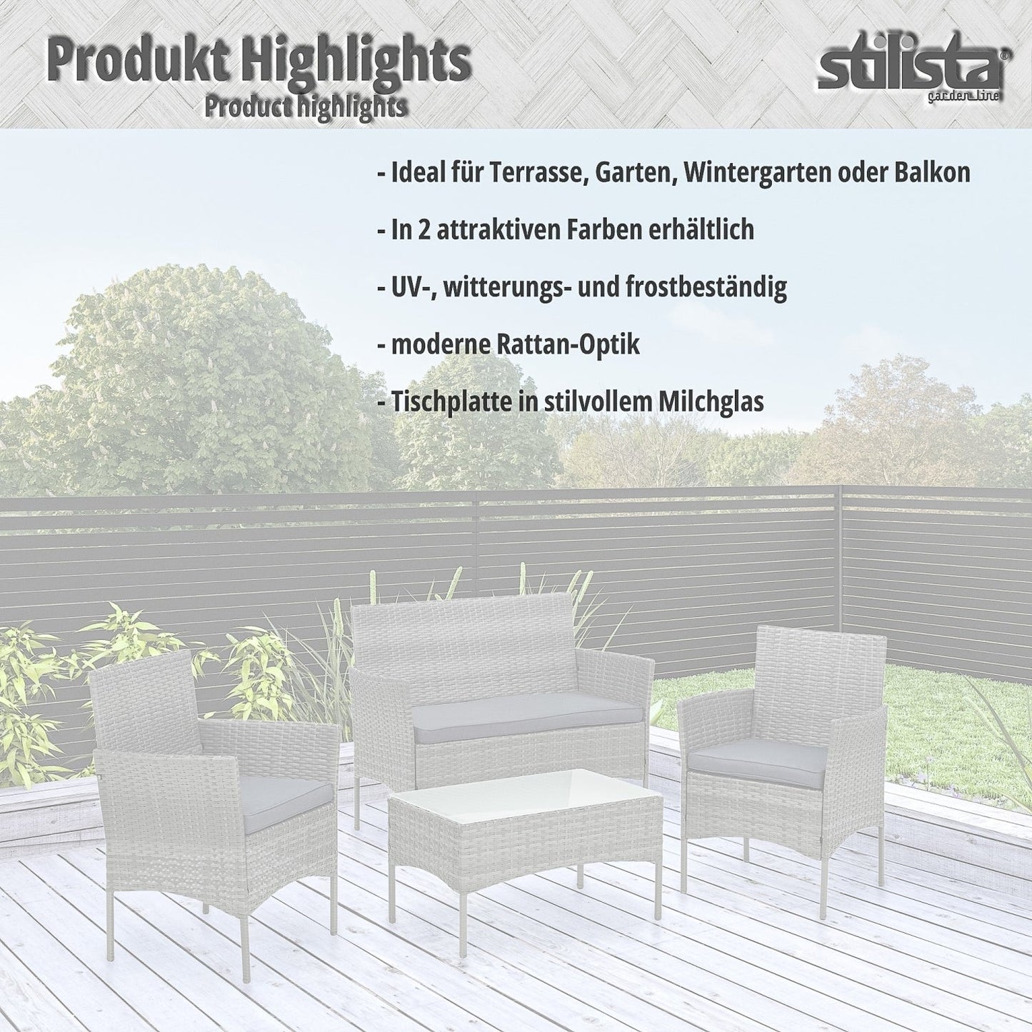 STILISTA Lounge Set 4-delig Polyrattan Grijs