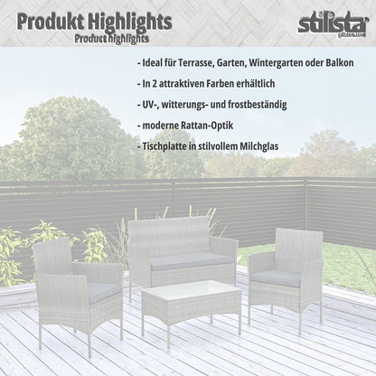 STILISTA Lounge Set 4-delig Polyrattan Grijs