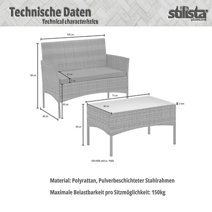 STILISTA Lounge Set 4-delig Polyrattan Grijs