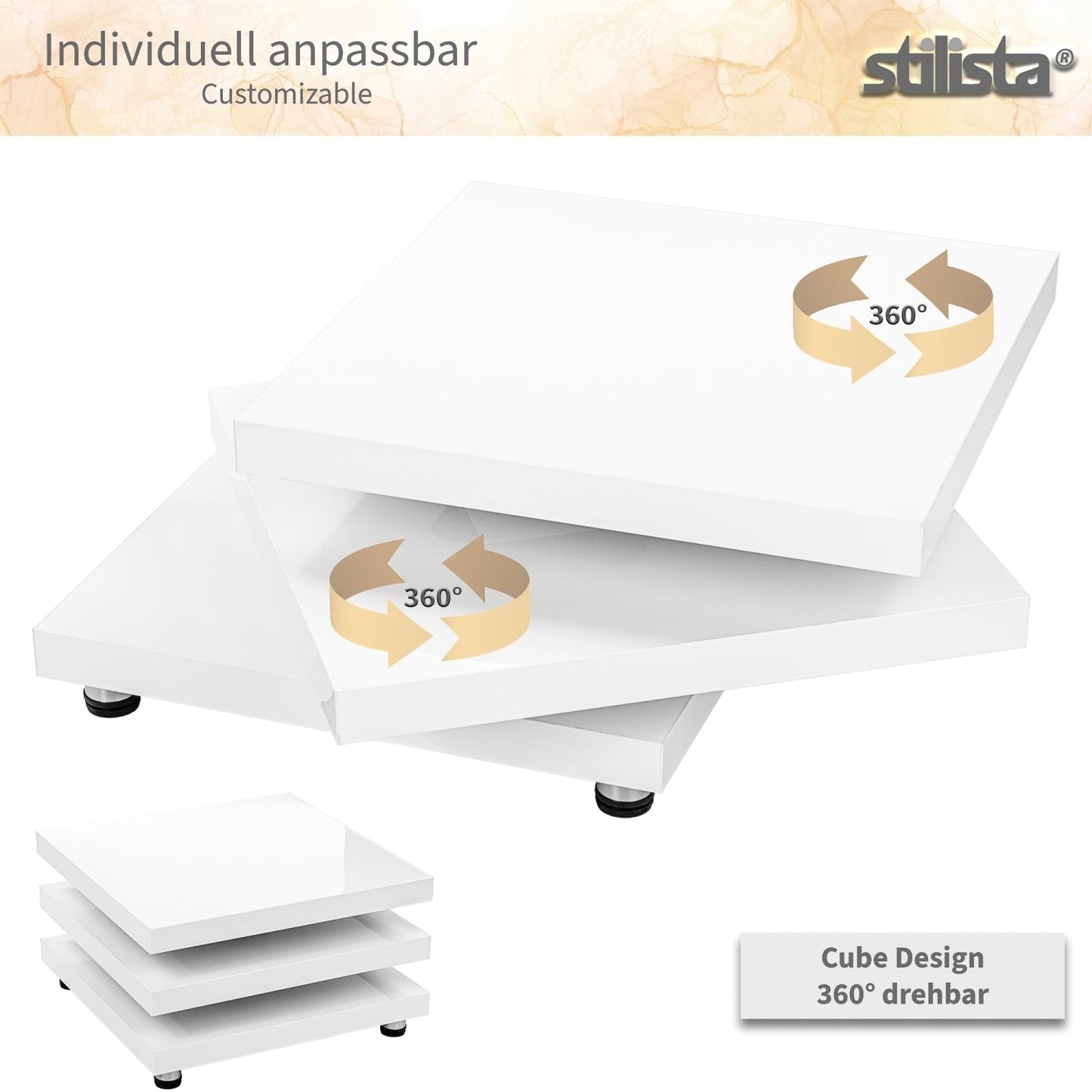 STILISTA Salontafel 60 x 60 cm Hoogglans Zwart