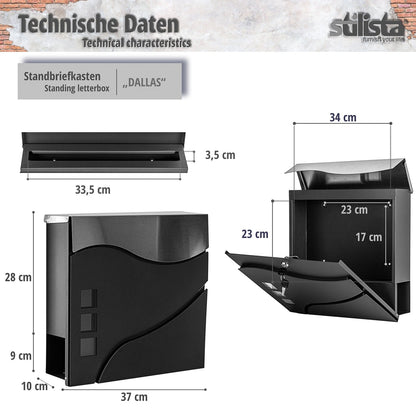 STILISTA Staande brievenbus Mexico Zwart