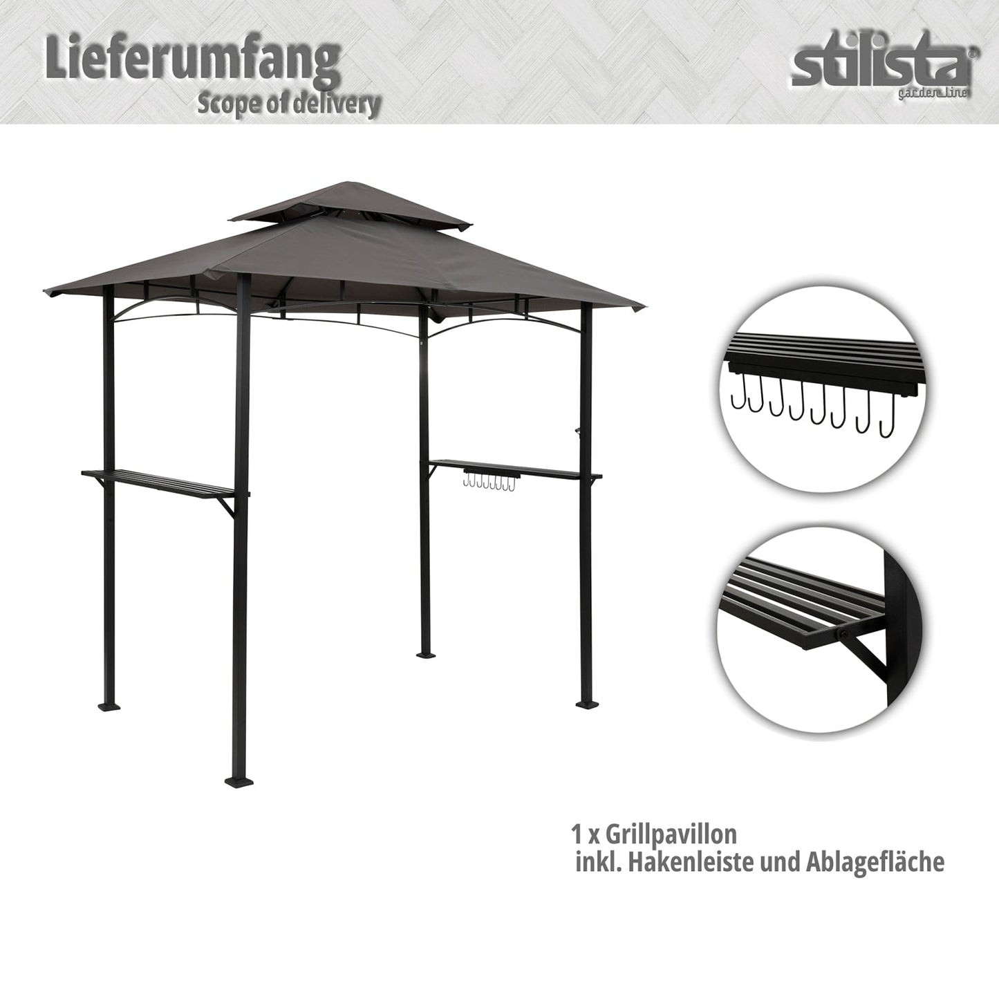 STILISTA BBQ Paviljoen 240 x 150 x 245 cm Antraciet