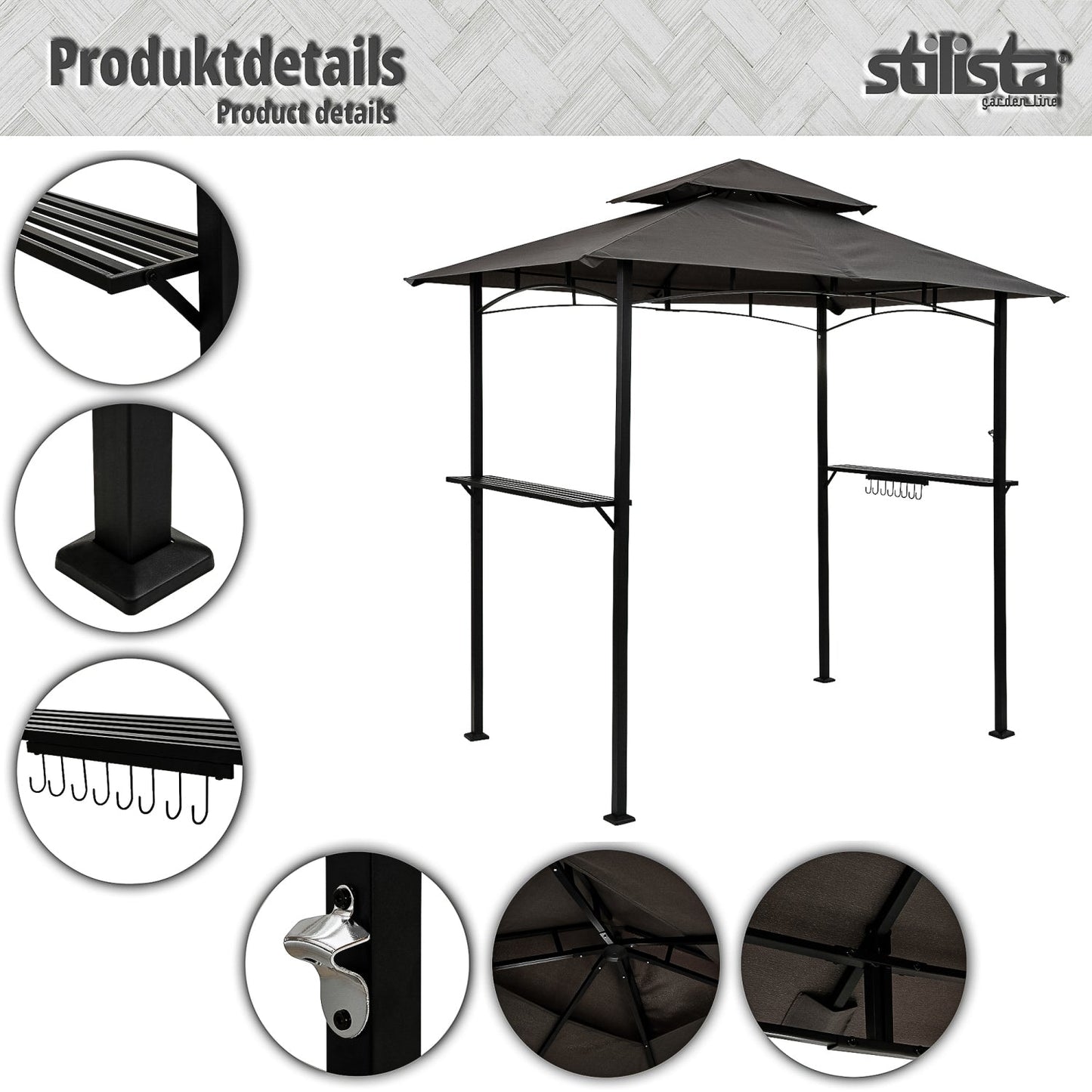 STILISTA BBQ Paviljoen 240 x 150 x 245 cm Antraciet